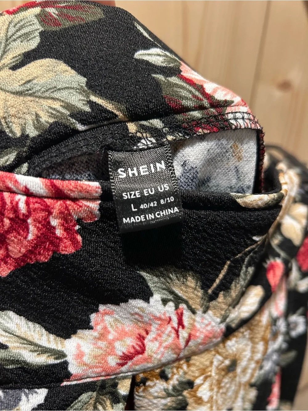 SHEIN Black Floral Circle Skirt with Pink & Cream Roses